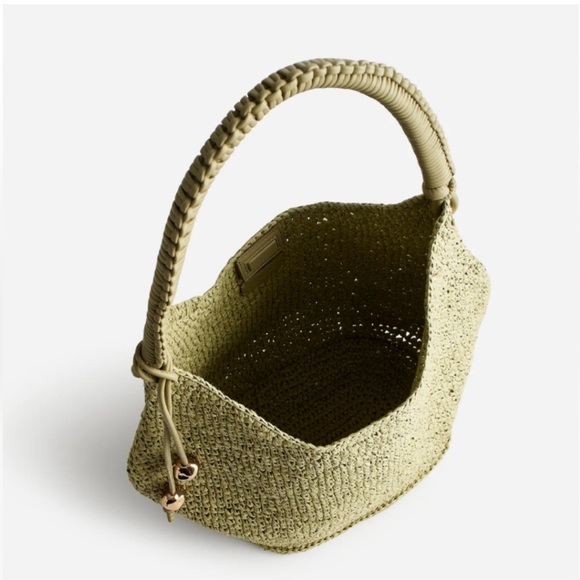 Madewell The Camren Straw Bag with Leather Trim in Sagebrush with gold charms - Picture 3 of 16